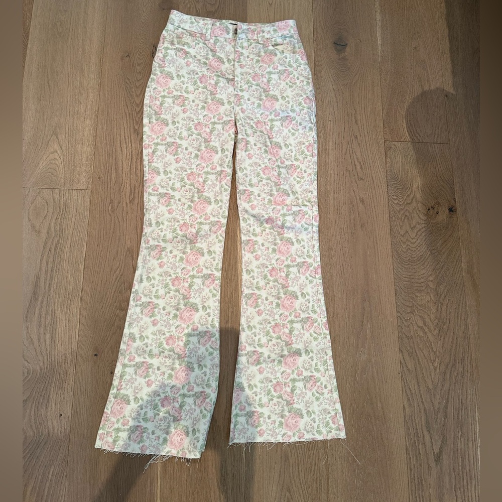Floral hi rise flare jeans 26